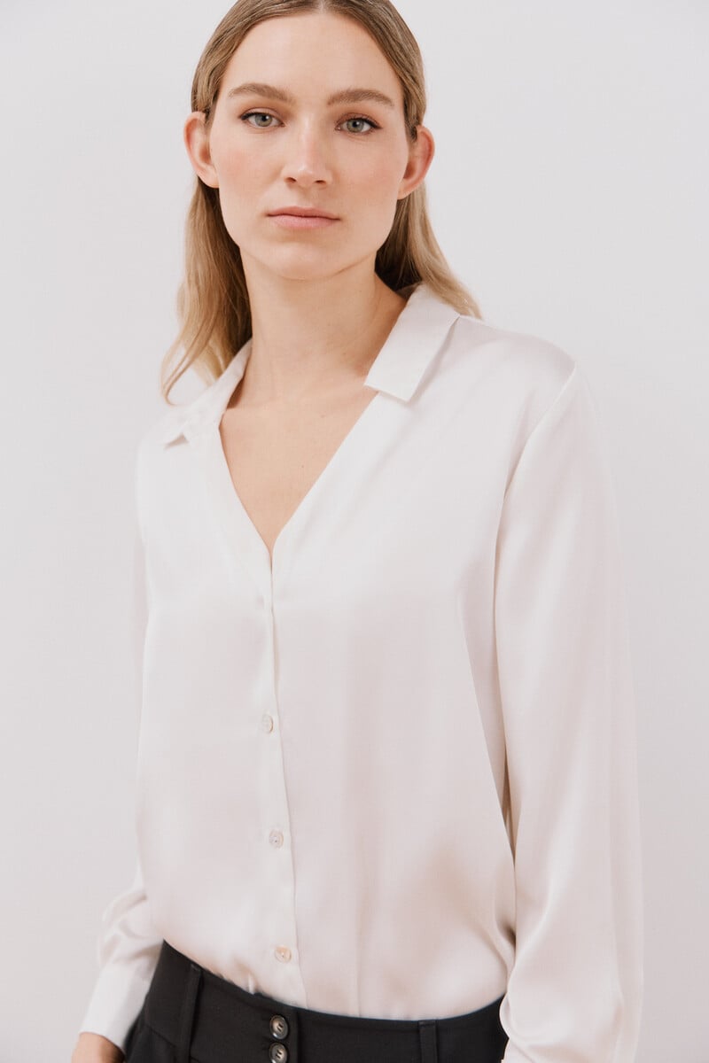 Cortefiel Blusa satinada manga larga Mejor oferta