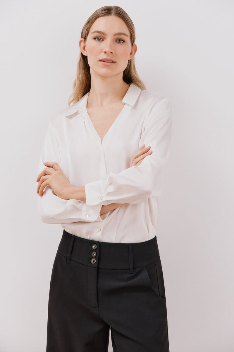 Cortefiel Blusa satinada manga larga Mejor oferta