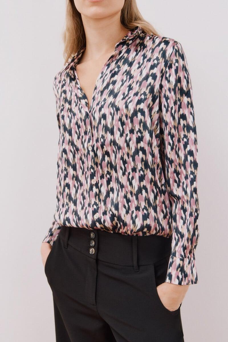 Cortefiel Blusa satinada manga larga Rebajas top