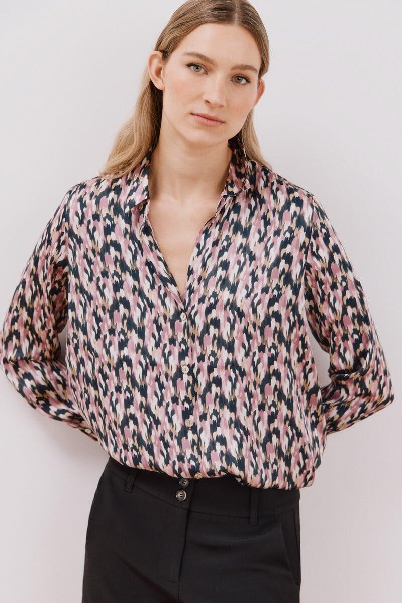 Cortefiel Blusa satinada manga larga Rebajas top