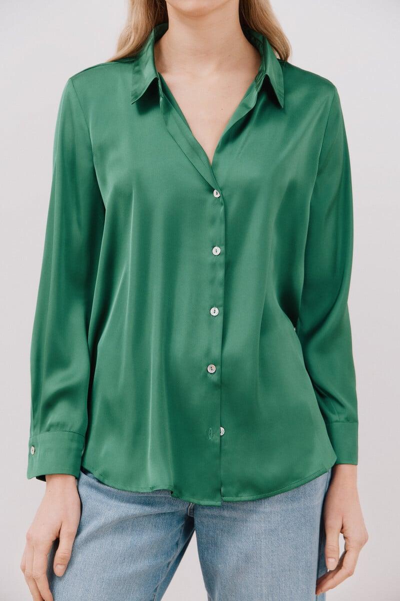 Cortefiel Blusa satinada manga larga Envío internacional gratuito