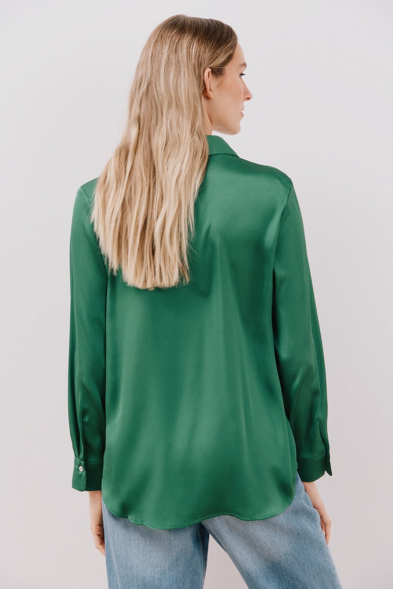 Cortefiel Blusa satinada manga larga Envío internacional gratuito