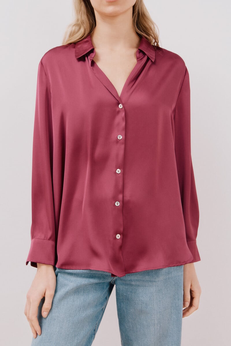 Cortefiel Blusa satinada manga larga Ahorra y exporta