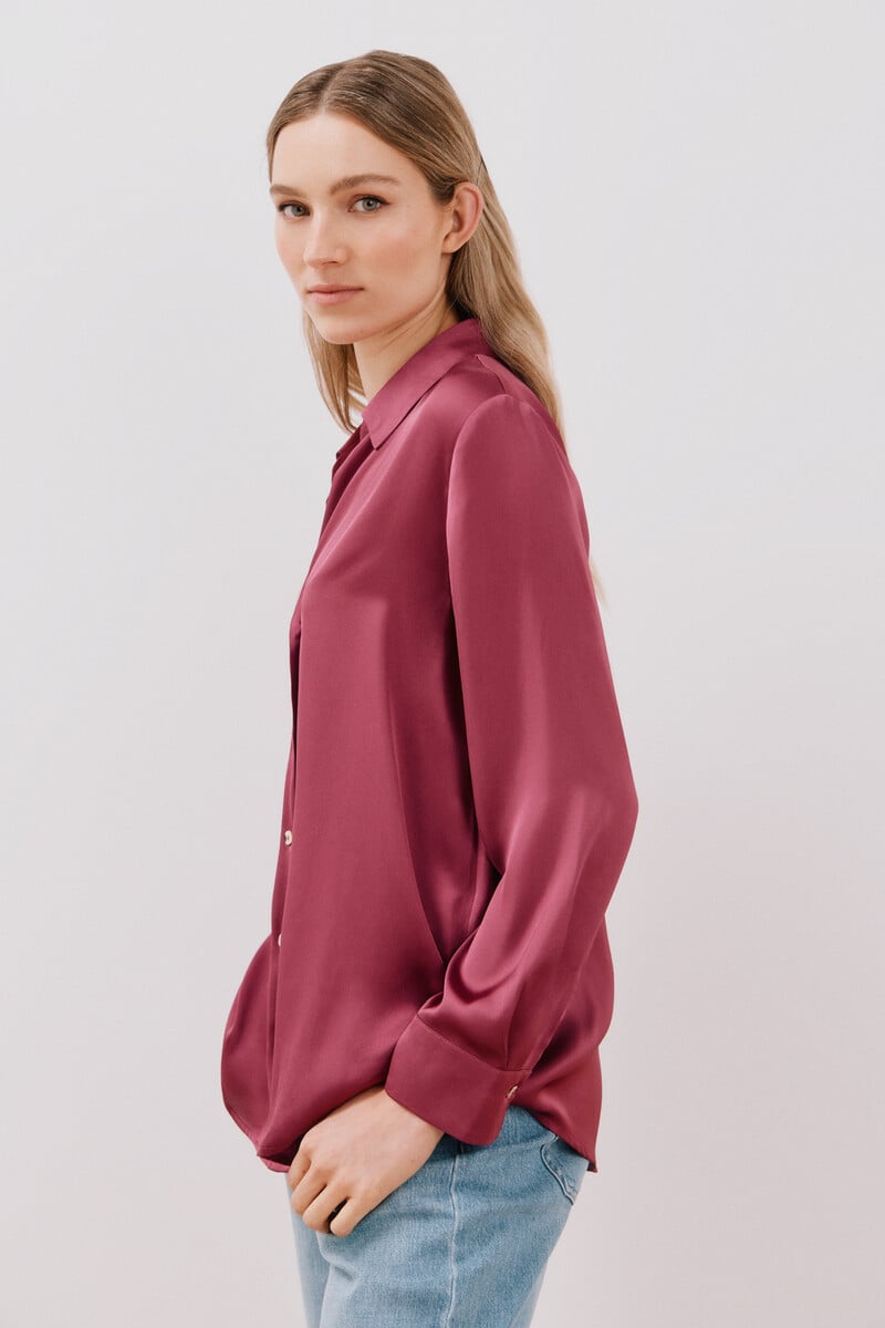Cortefiel Blusa satinada manga larga Ahorra y exporta
