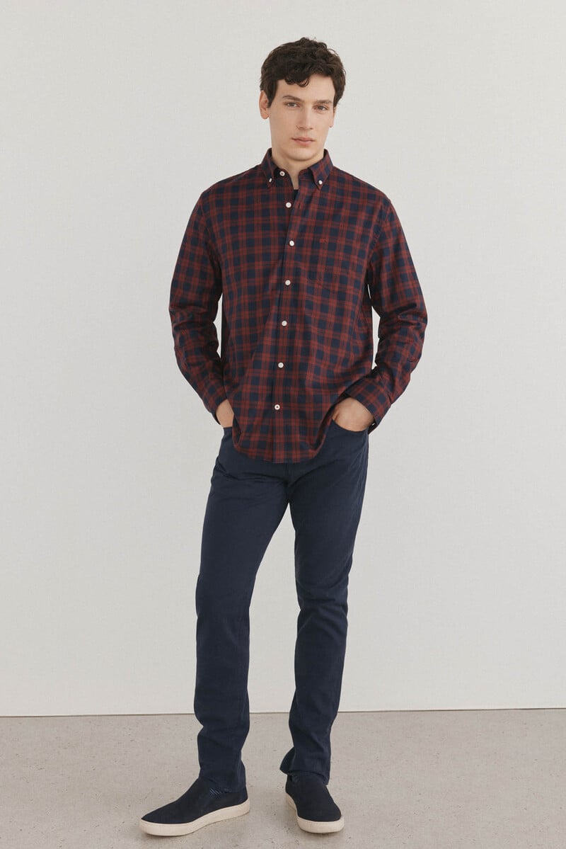 Cortefiel Camisa non iron cuadros twill Última moda