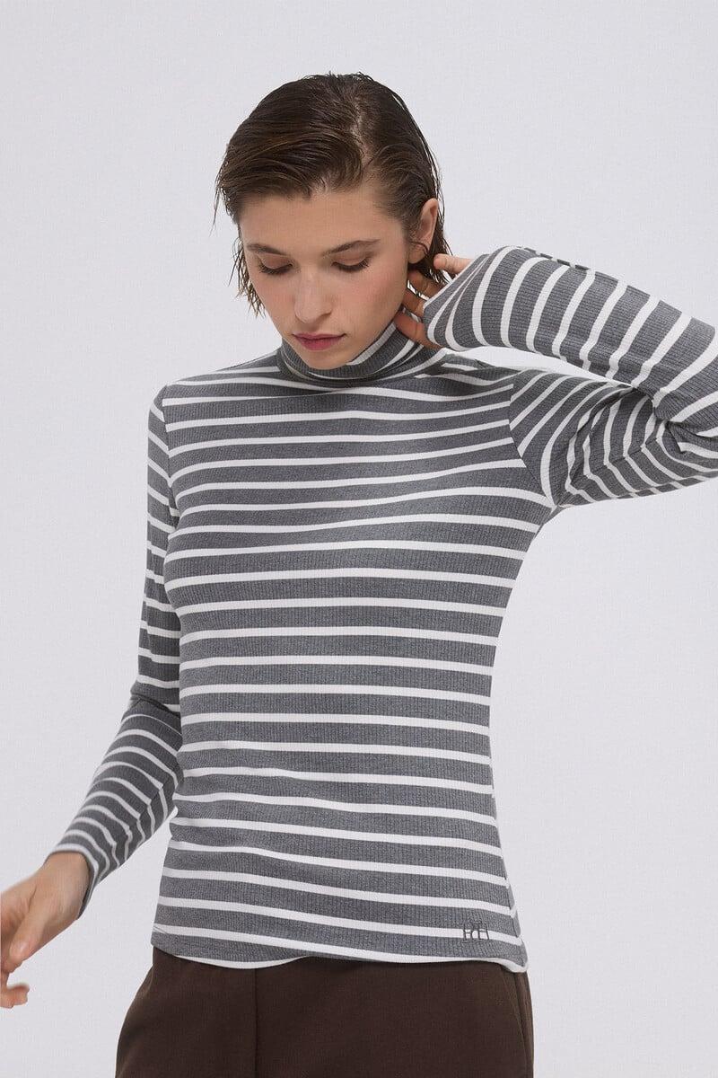 Cortefiel Camiseta rayas cuello vuelto Descuento por venta flash