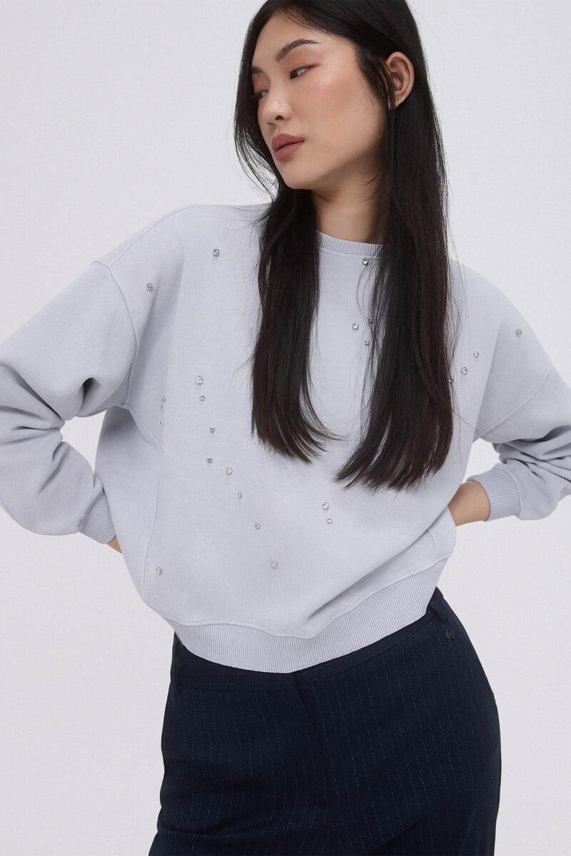 Cortefiel Sudadera lisa pedrería Ofertas de temporada