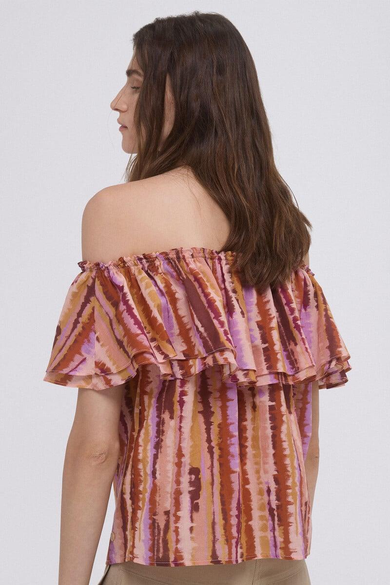 Cortefiel Top off shoulders estampado Grandes ahorros