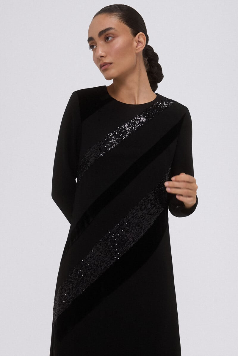 Cortefiel Vestido negro midi Rebajas top