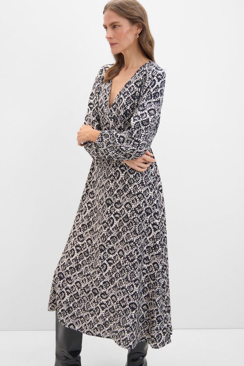 Cortefiel Vestido largo estampado geométrico Precios de Black Friday