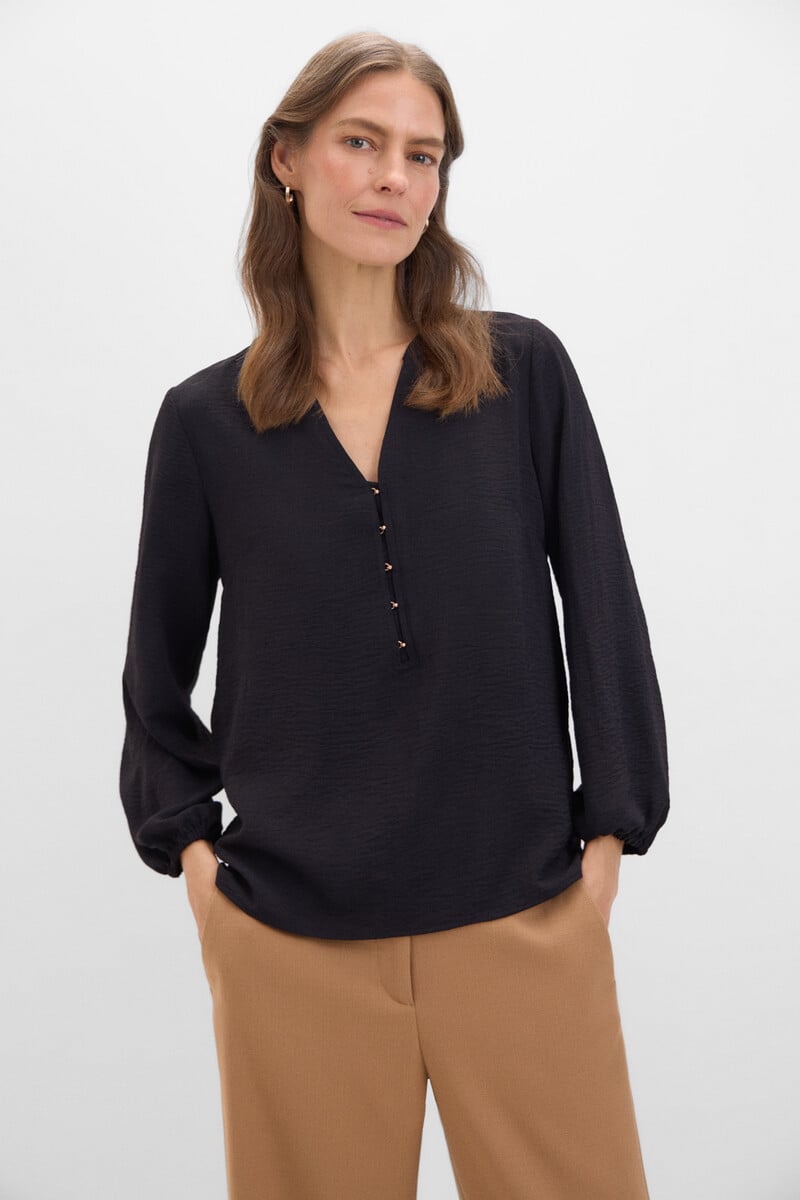 Cortefiel Blusa cuello mao manga larga Ofertas especiales