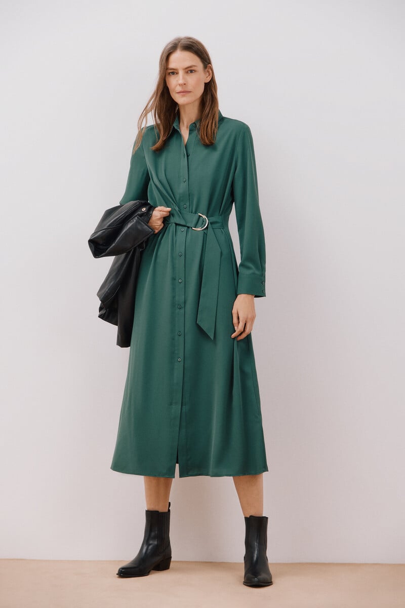 Cortefiel Vestido camisero fluido Ventas relámpago