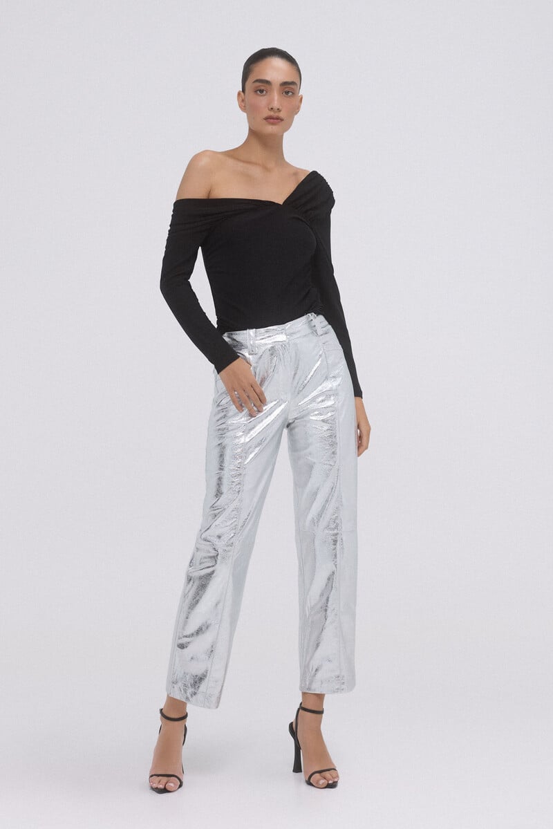 Cortefiel Camiseta lurex frunces Liquidación