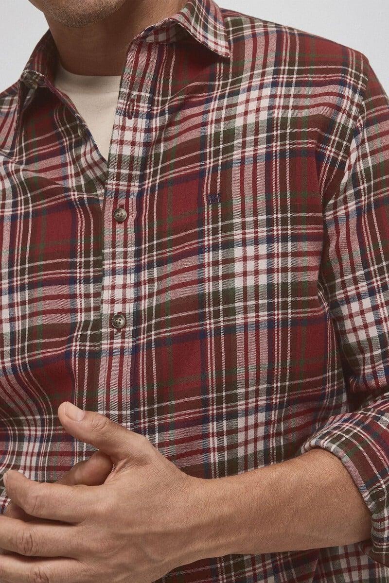 Cortefiel Camisa twill cuadros cashmere touch Devoluciones gratuitas
