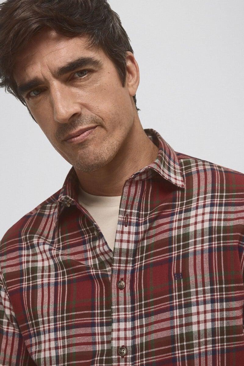 Cortefiel Camisa twill cuadros cashmere touch Devoluciones gratuitas