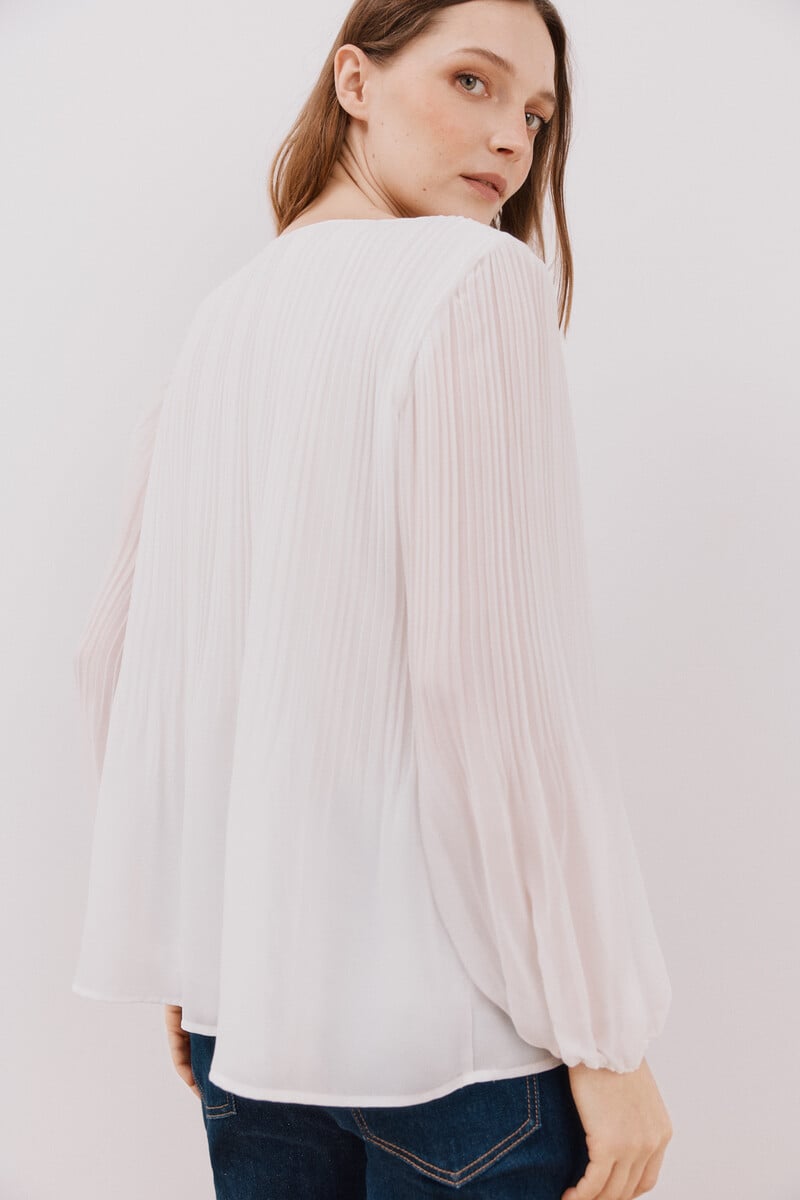 Cortefiel Blusa plisada escote pico