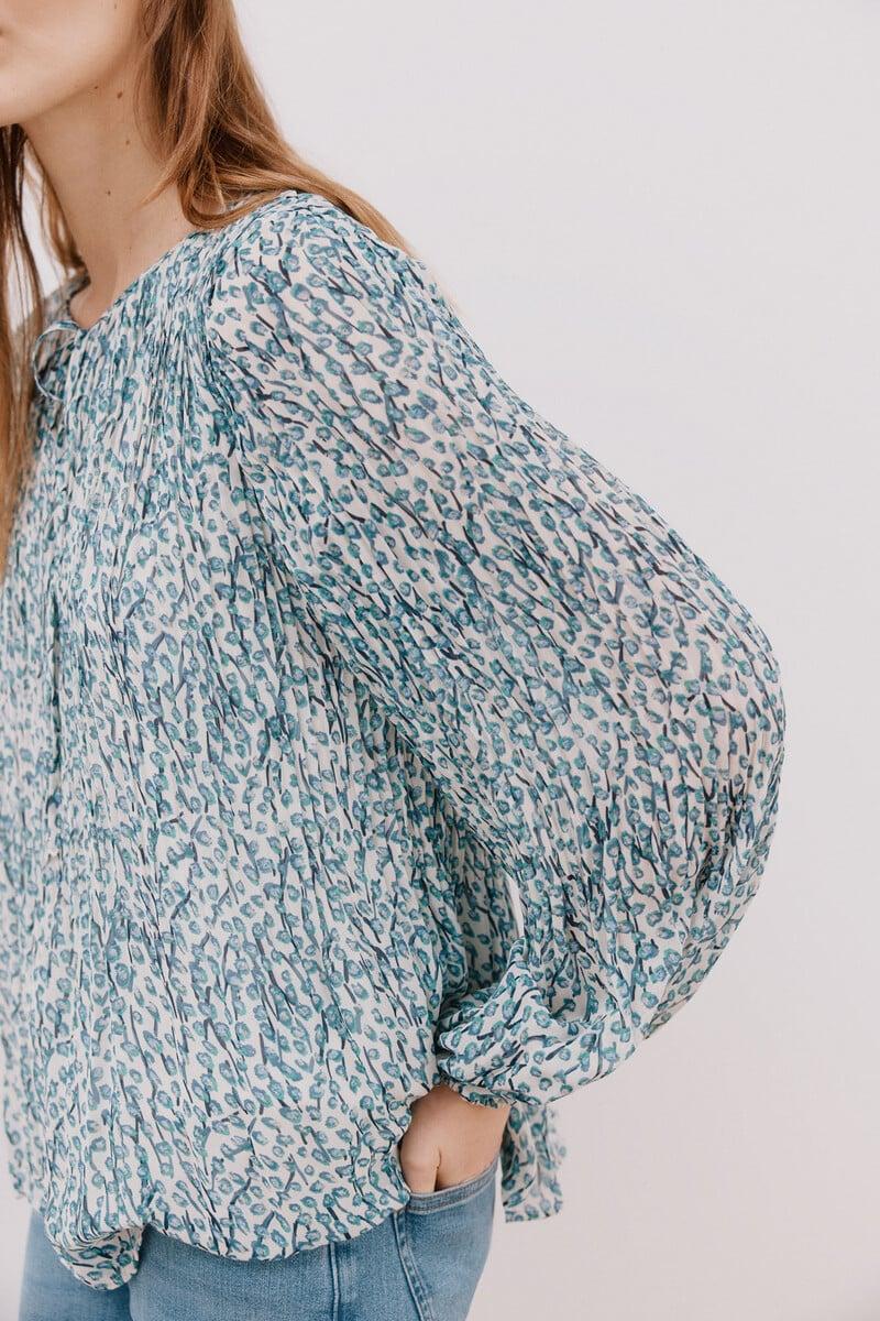 Cortefiel Blusa plisada escote pico Rebajas de fábrica