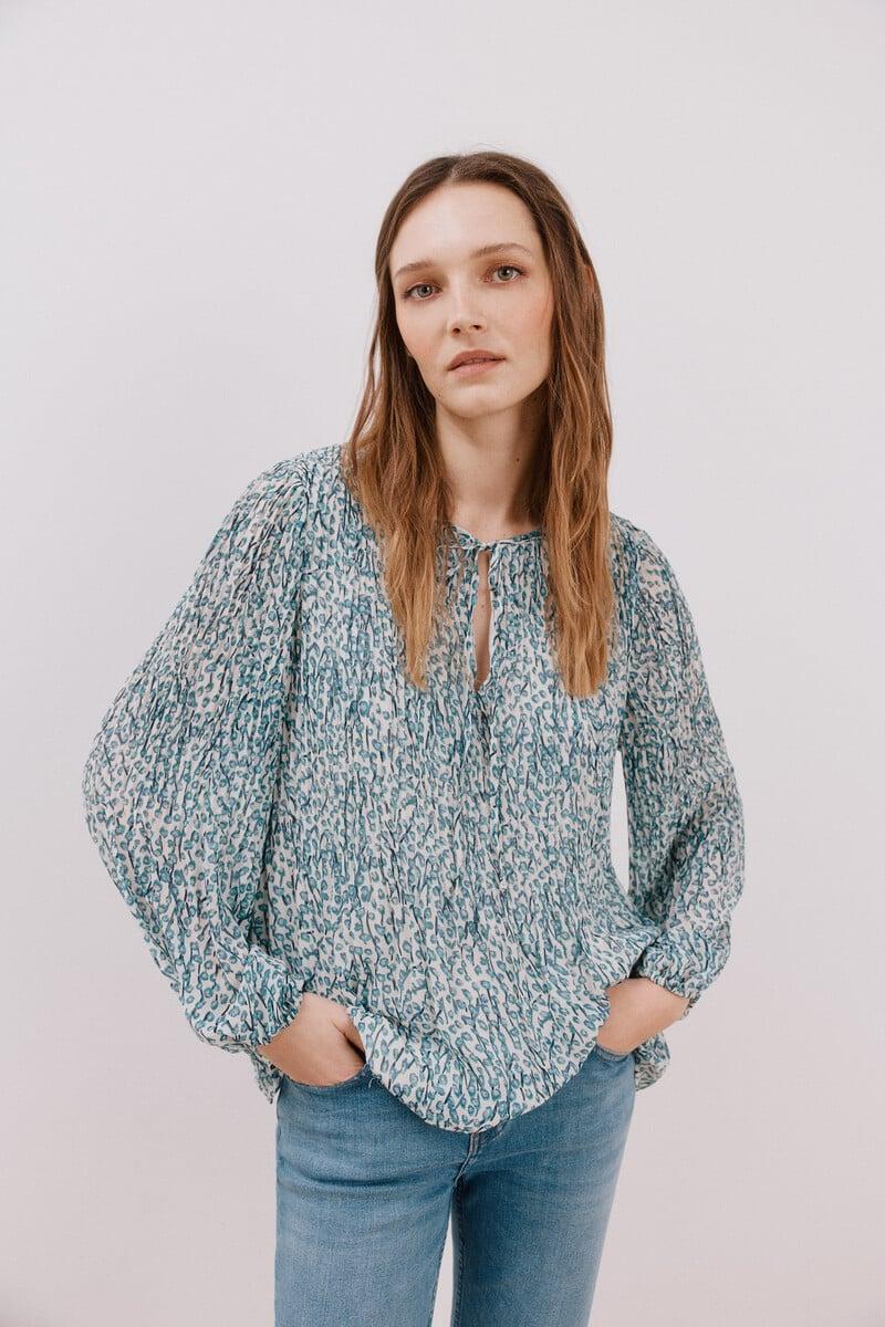 Cortefiel Blusa plisada escote pico Rebajas de fábrica