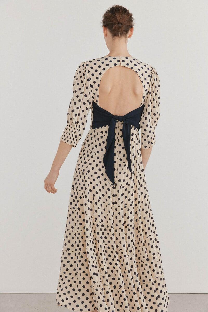 Cortefiel Vestido lunares lazo contraste Oferta exclusiva