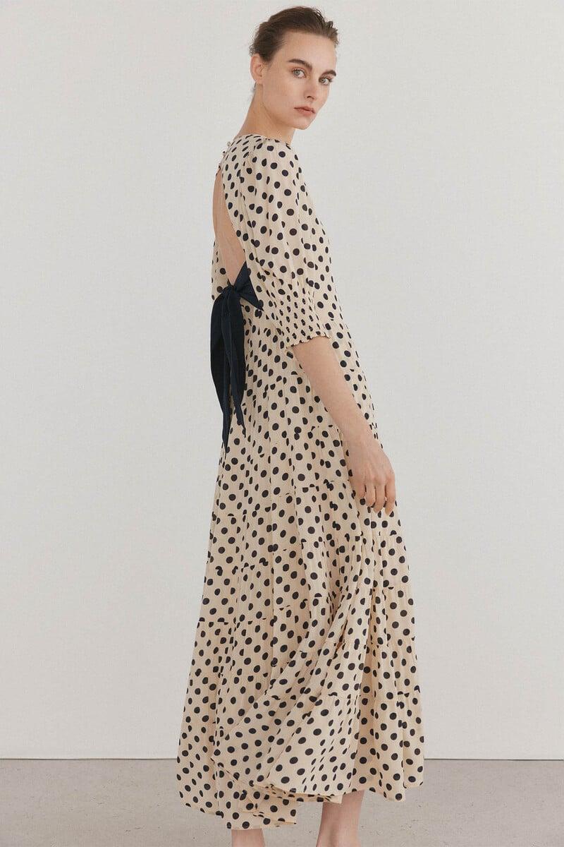 Cortefiel Vestido lunares lazo contraste Oferta exclusiva