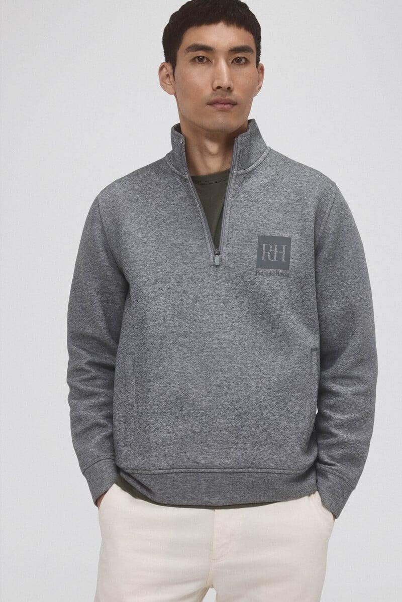 Cortefiel Sudadera cuello cremallera tejido técnico Última moda