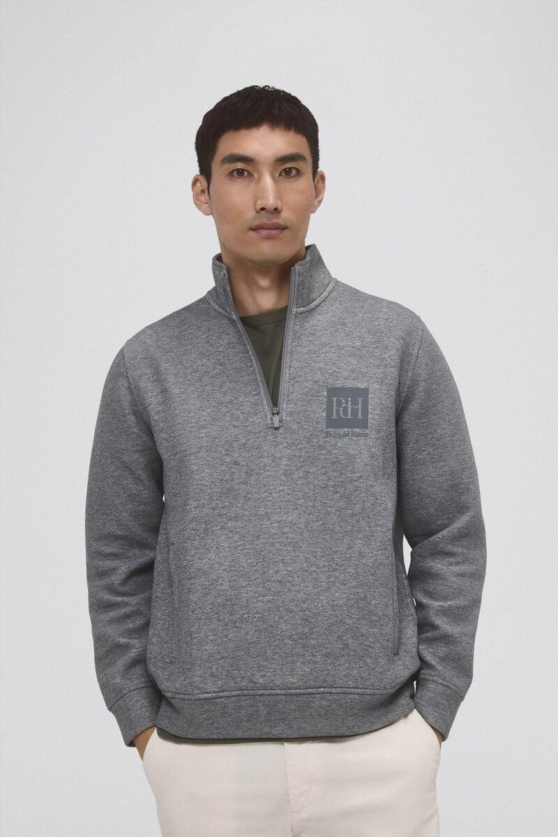 Cortefiel Sudadera cuello cremallera tejido técnico Última moda