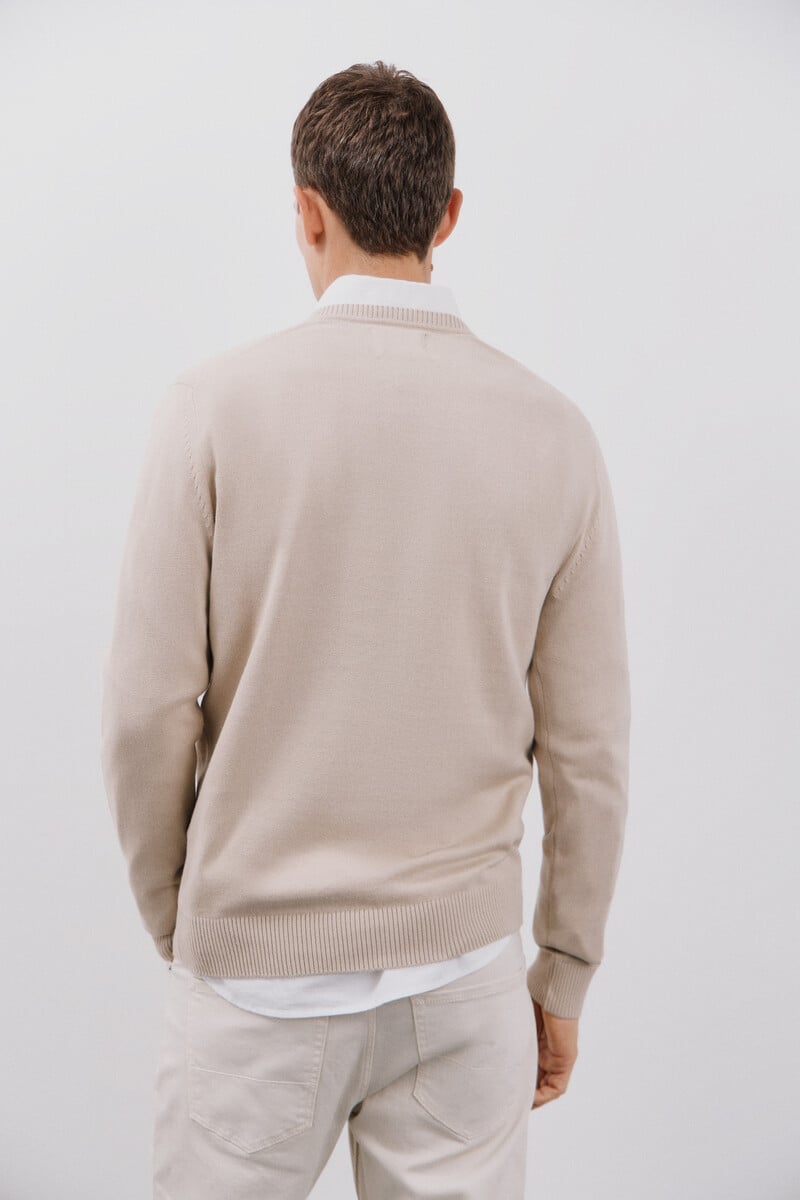 Cortefiel Jersey algodón cuello pico básico Precio de fábrica