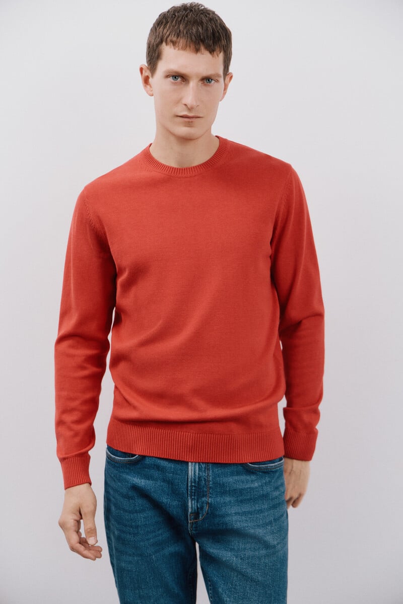 Cortefiel Jersey algodón cuello redondo básico Grandes descuentos
