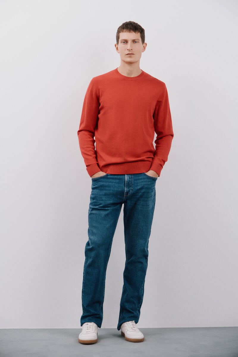 Cortefiel Jersey algodón cuello redondo básico Grandes descuentos