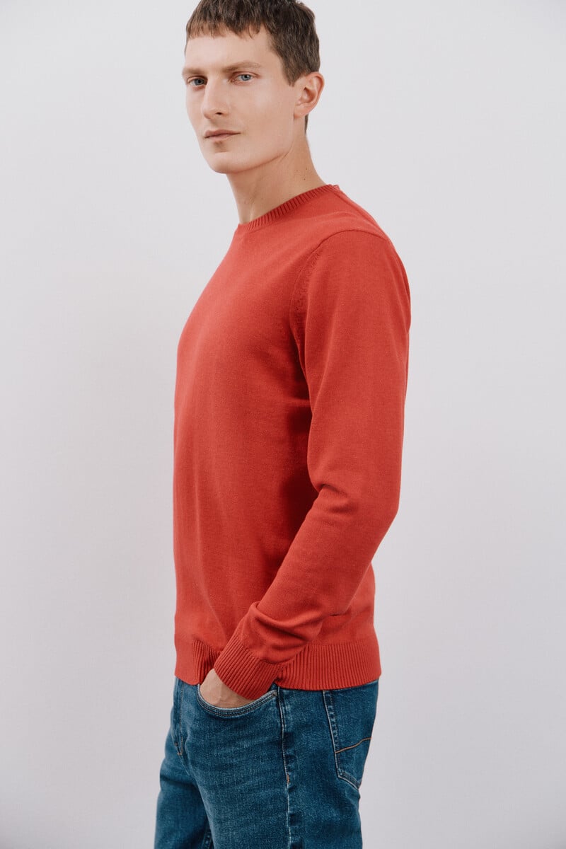 Cortefiel Jersey algodón cuello redondo básico Grandes descuentos