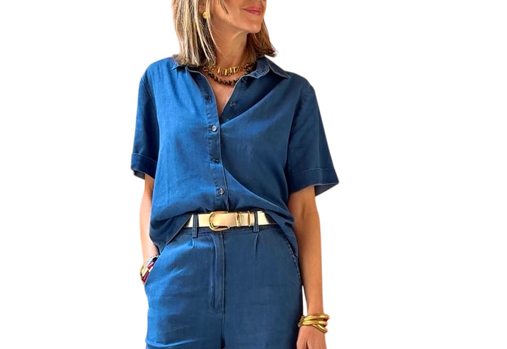 ﻿jolie jolie Camisa denim ligera azul
