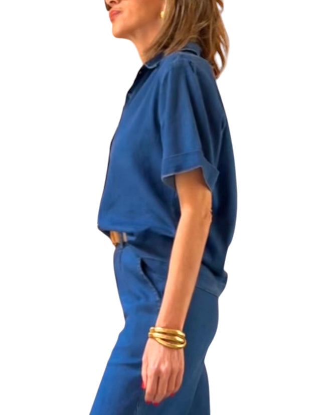 ﻿jolie jolie Camisa denim ligera azul Superdescuento