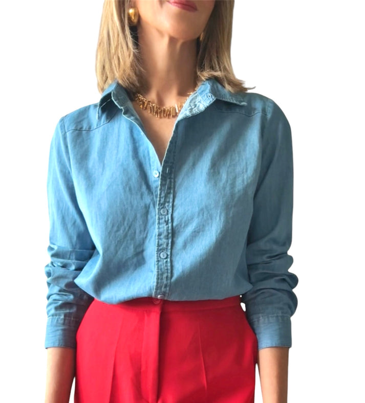 jolie jolie Camisa denim tejido fino Grandes descuentos
