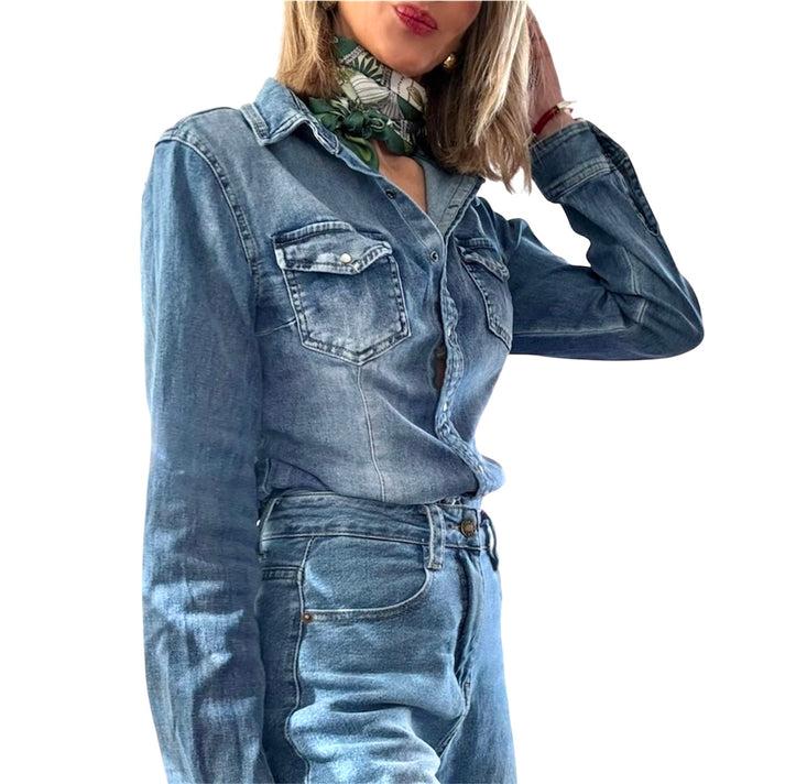 jolie jolie Camisa denim entallada En oferta