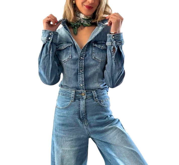 jolie jolie Camisa denim entallada En oferta