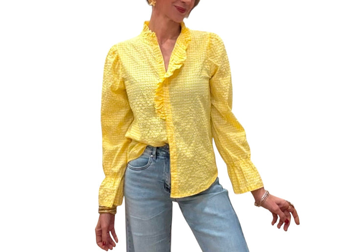 jolie jolie Camisa vichy amarilla Descuento por venta flash