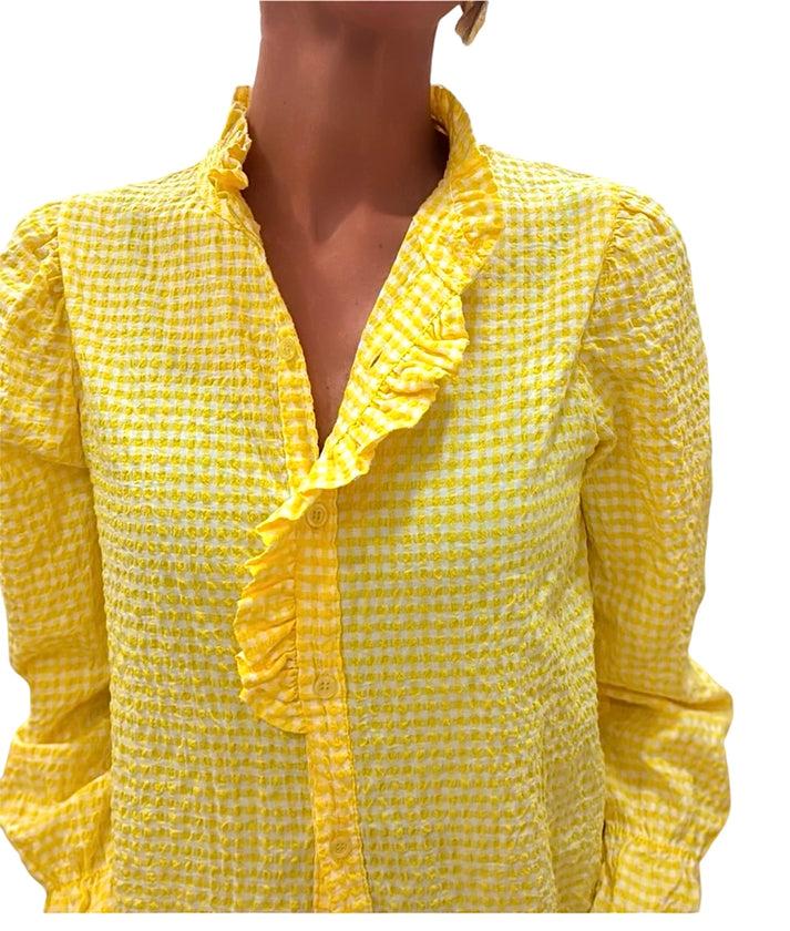 jolie jolie Camisa vichy amarilla Descuento por venta flash