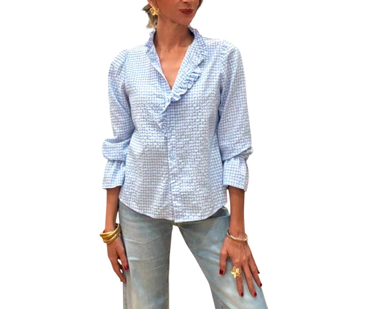 jolie jolie Camisa vichy azul celeste Ofertas de temporada