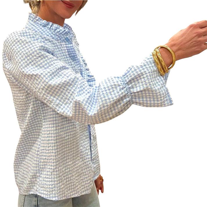 jolie jolie Camisa vichy azul celeste Ofertas de temporada