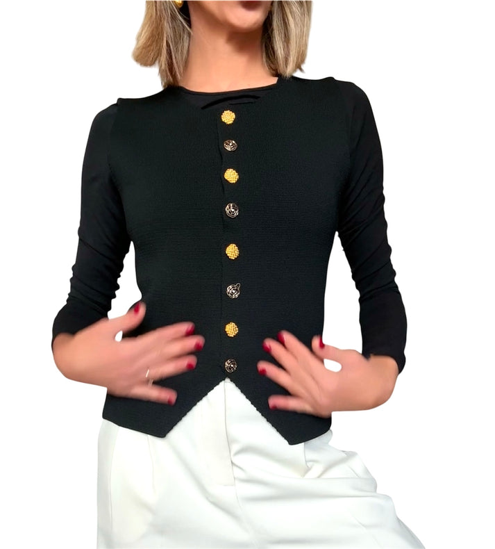 jolie jolie Chaleco negro botones joya Ofertas