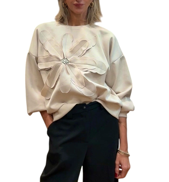 jolie jolie Sudadera flor beige Venta caliente