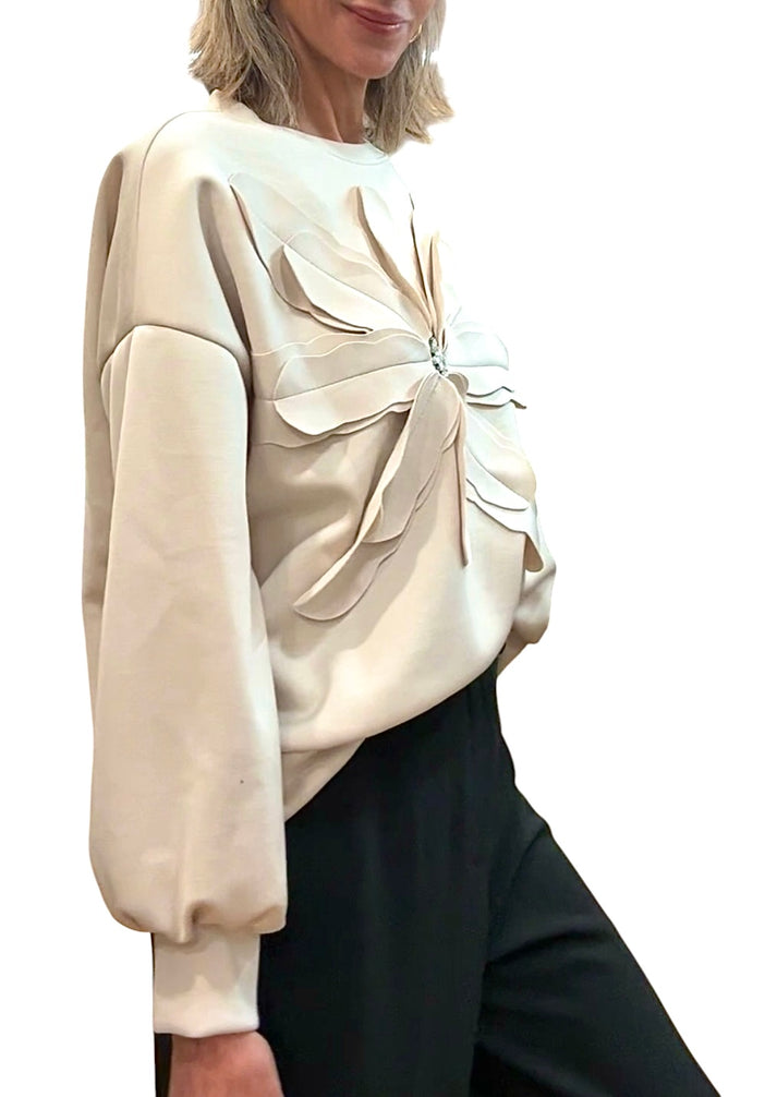 jolie jolie Sudadera flor beige Venta caliente