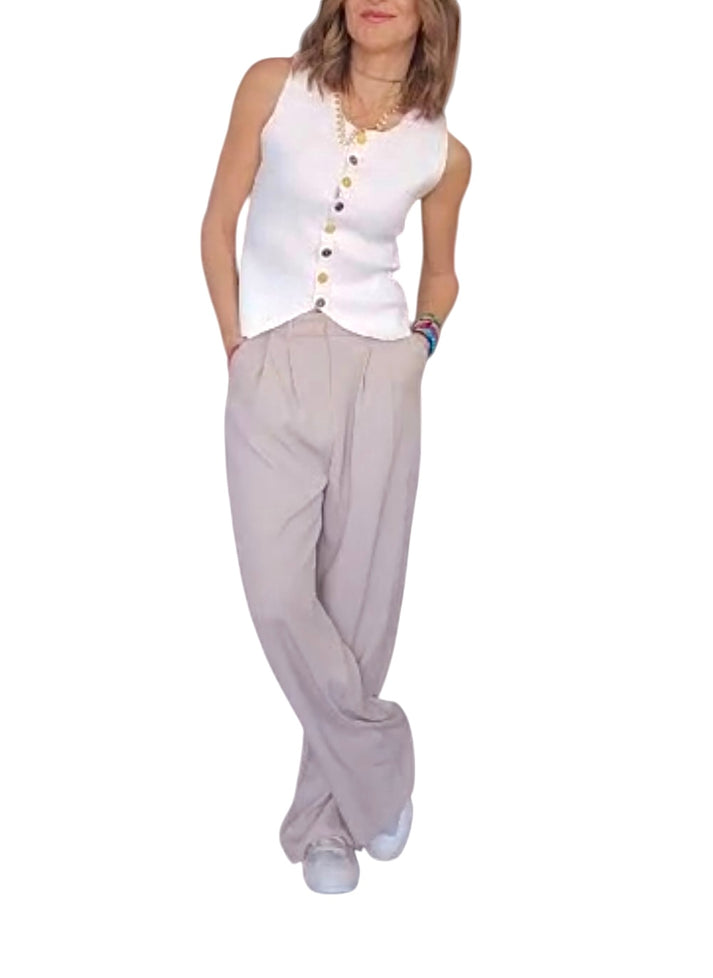 jolie jolie Pantalón fluido camel Mejor oferta