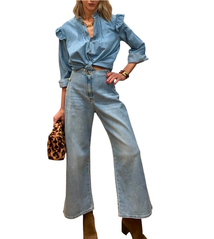 jolie jolie Denim azul claro botones laterales Oferta especial
