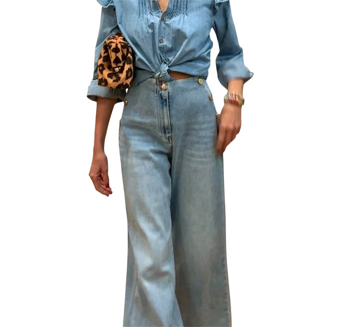 jolie jolie Denim azul claro botones laterales Oferta especial