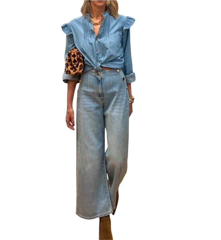 jolie jolie Denim azul claro botones laterales Oferta especial