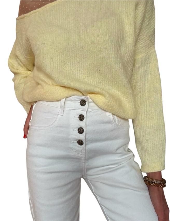 jolie jolie Pantalón denim botones blanco Últimos 3 días