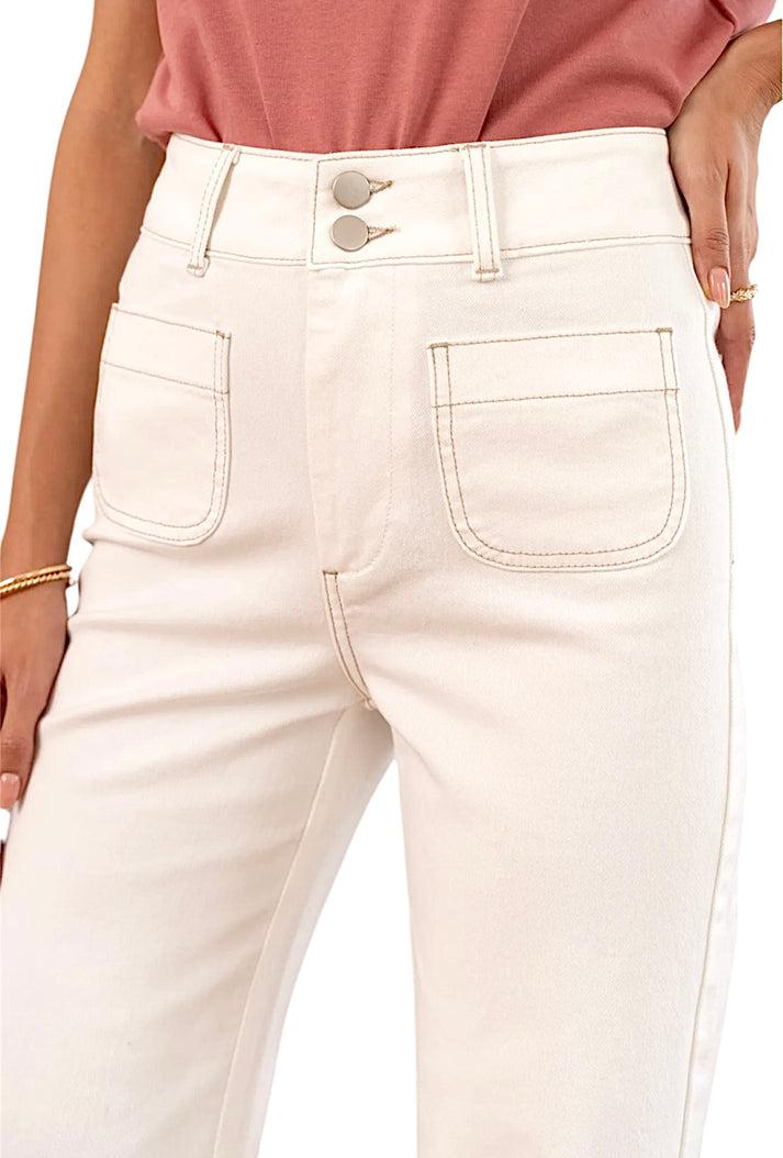 jolie jolie Pantalón denim bolsillos blanco roto Último día