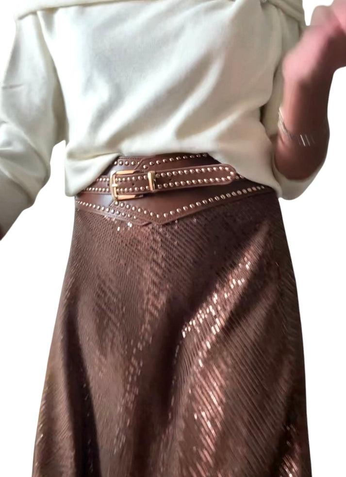 jolie jolie Falda lentejuelas marrón Oferta especial de fábrica