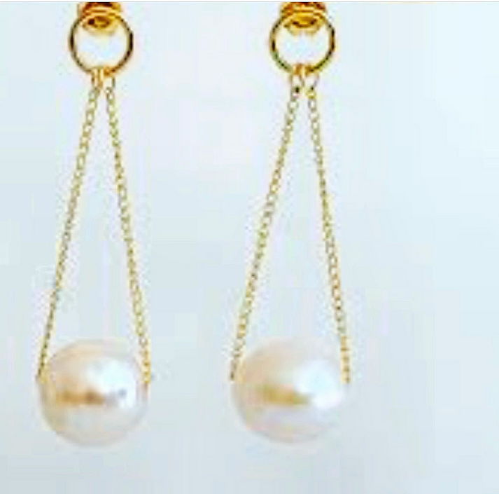 jolie jolie Pendientes doble cadena perlas Envío internacional gratuito